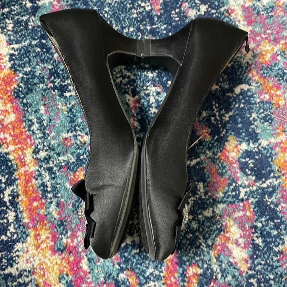 George black satin embellished kids high heels